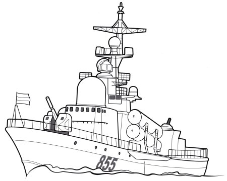 Военный корабль раскраска для детей
