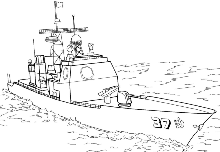 Военный корабль рисунок сбоку