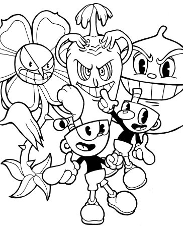 Cuphead разукрашка