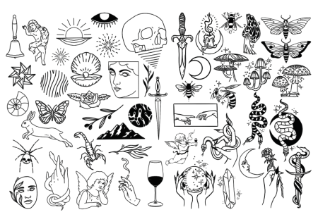 Эскизы тату много