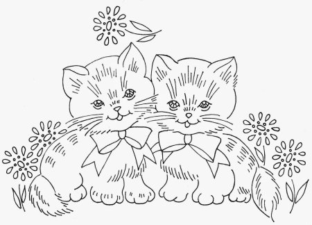 Раскраска кот и кошка