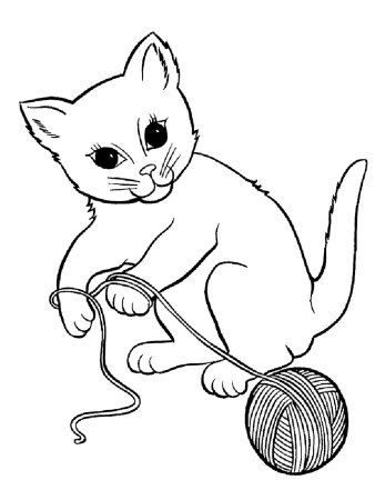 Раскраска котенок с сердечком