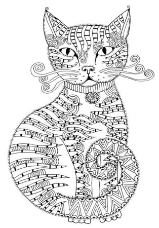 Раскраска кошка с котятами