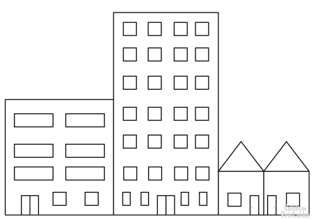 Многоэтажный дом раскраска