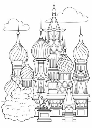 Раскраска храм Василия Блаженного в Москве для детей