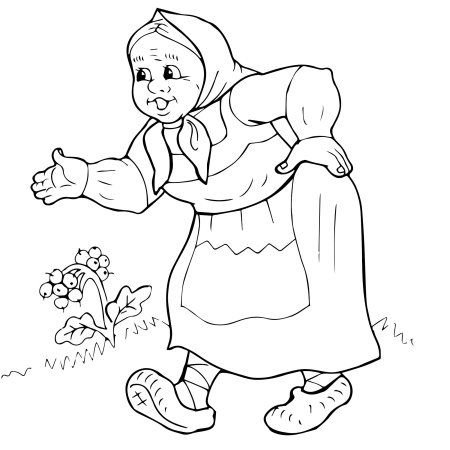 Картинка раскраска бабушка