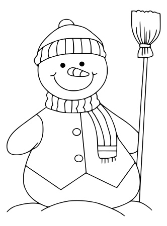Раскраска Снеговик для детей 2-3 лет