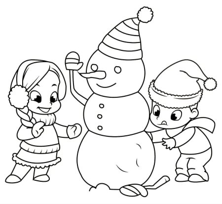 Новогодний Снеговик раскраска
