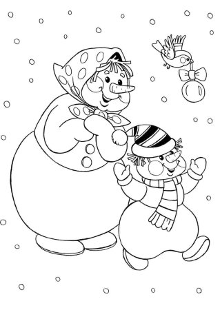 Новогодний Снеговик раскраска