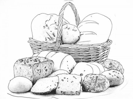 Раскраска хлебобулочные изделия