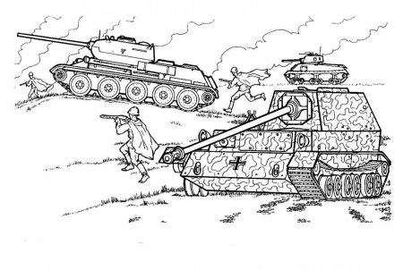 Раскраска танк т34 Военная техника