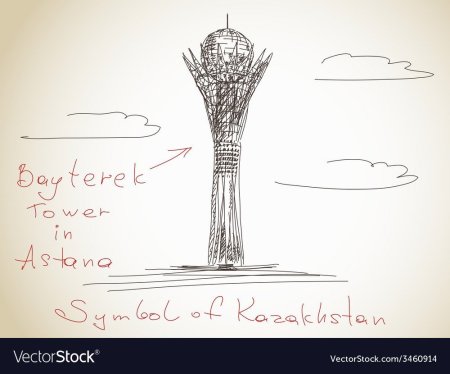 Байтерек рисунок карандашом