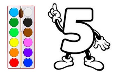 Цифра 5 с глазками