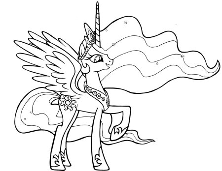 Раскраски my little Pony принцесса Селестия