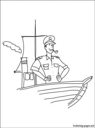 Раскраска кораблик с моряком
