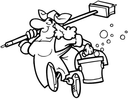 Раскраска уборщица