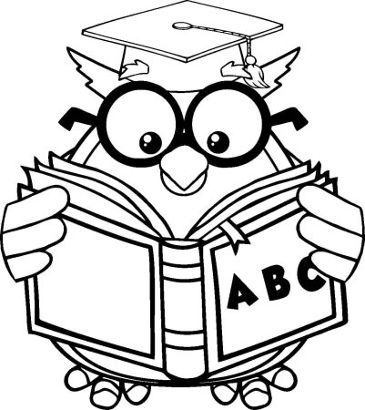 Сова с книгой раскраска