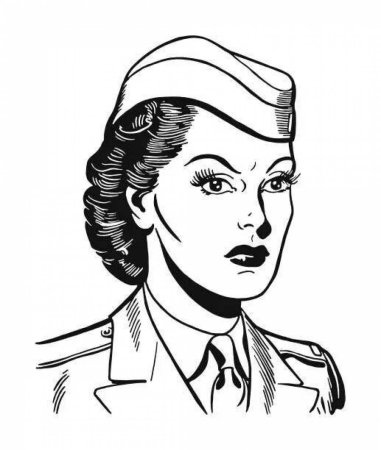 Женщина военный разукрашка