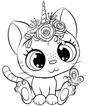 Кошка Единорог раскраска