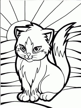 Раскраска кошка с котятами