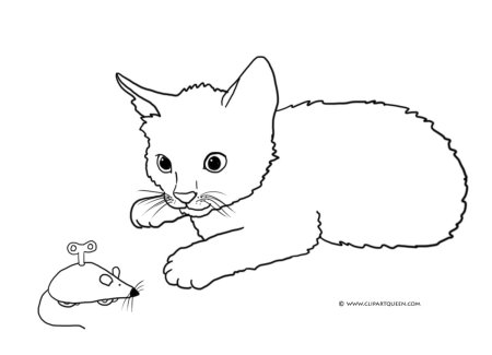 Кошка и мышка раскраска