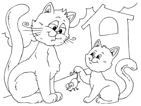 Кошка и мышка раскраска
