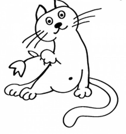 Кошка с мышкой раскраска для детей