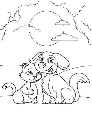 Кошки и собаки. Раскраска
