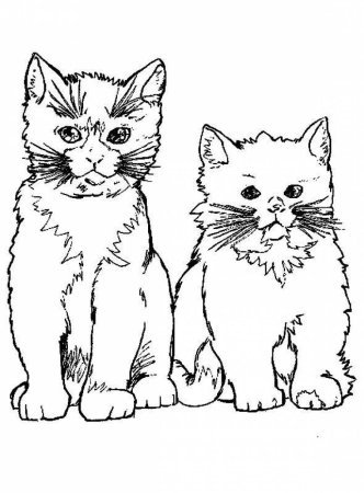 Кошка с котятами раскраска для детей