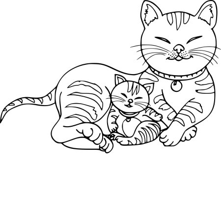 Раскраска котята в корзинке