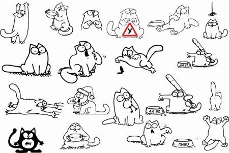Кот Саймон для срисовки
