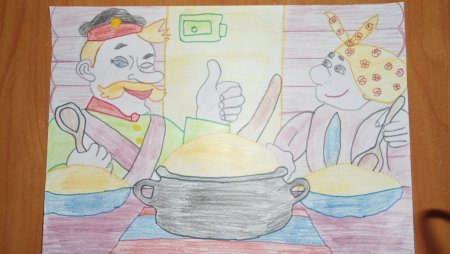 Иллюстрация к сказке каша из топора 2 класс
