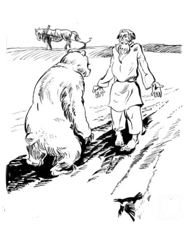 Рисунок к сказке мужик и медведь