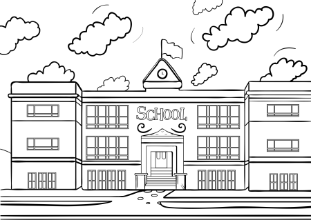Здание школы раскраска для детей