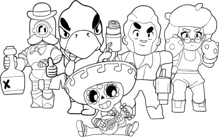 Герои Brawl Stars раскраска