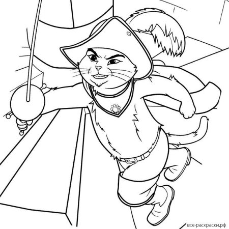 Раскраска кота в сапогах из сказки Шарля Перро