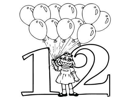 Цифра 12 раскраска