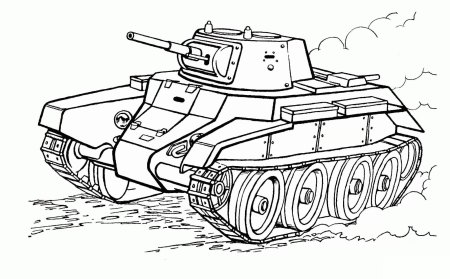 Раскраска танк т34 Военная техника для детей