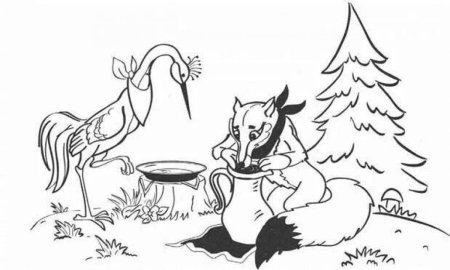 Рисунок к сказке лиса и журавль