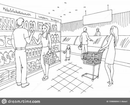 Продуктовый магазин зарисовка
