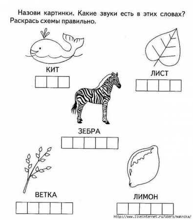 Схема звукового анализа звука для дошкольников