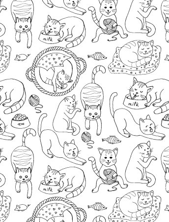 Раскраска антистресс котики