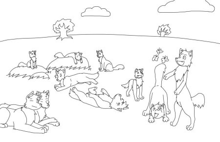 Раскраска Wolves Family