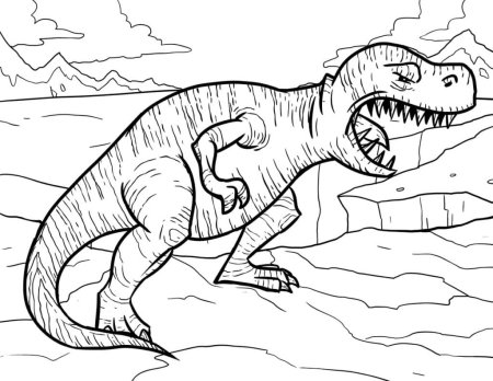 Картинки раскраски динозавр рекс (51 фото)