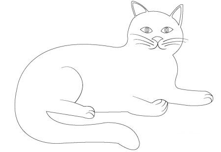 Кошка рисунок контур