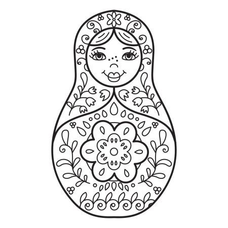 Хохломская Матрешка раскраска