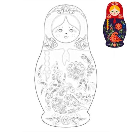 Семёновская матрёшка роспись раскраска