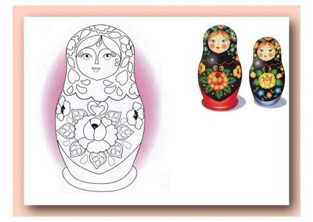 Хохломская роспись раскраска Матрешка