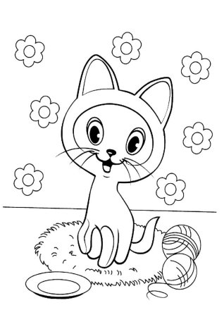 Кошка с бантиком раскраска