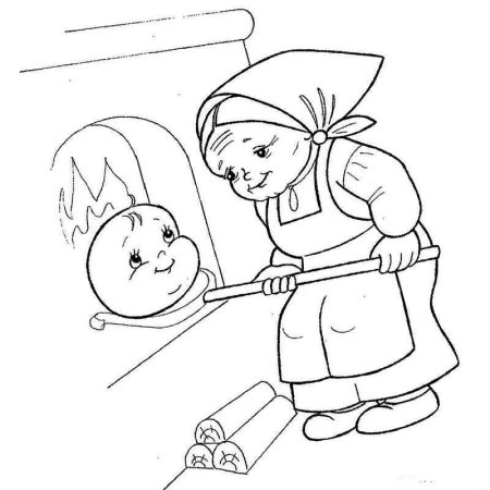 Раскраска из сказки Колобок